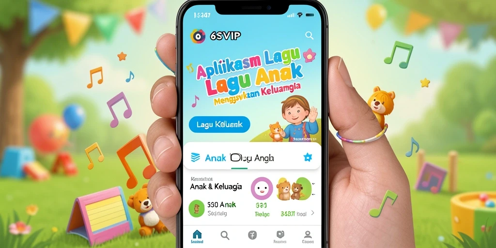 Antarmuka aplikasi 6SVIP menampilkan pilihan lagu anak yang menarik.