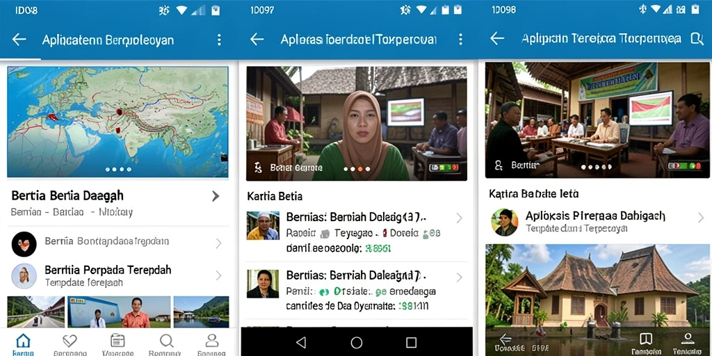 Tampilan antarmuka aplikasi ID098 dengan fitur berita daerah.