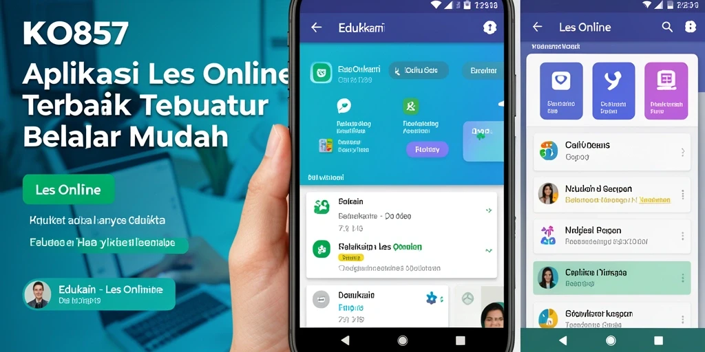 Tampilan antarmuka pengguna KO857 untuk Les Online yang menarik.