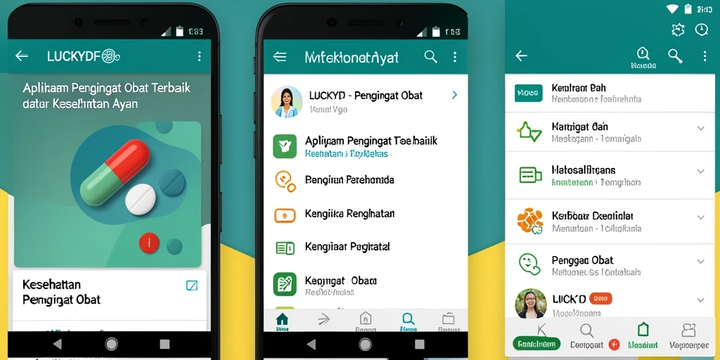 Antarmuka aplikasi LUCKYDF yang sederhana dan fungsional untuk pengingat obat.