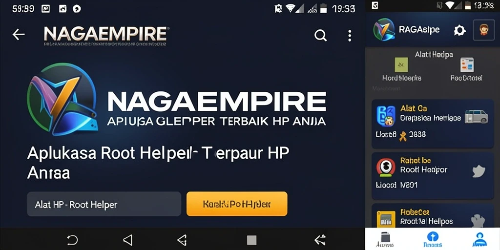 Screenshot NAGAEMPIRE menampilkan antarmuka aplikasi Root Helper yang intuitif.
