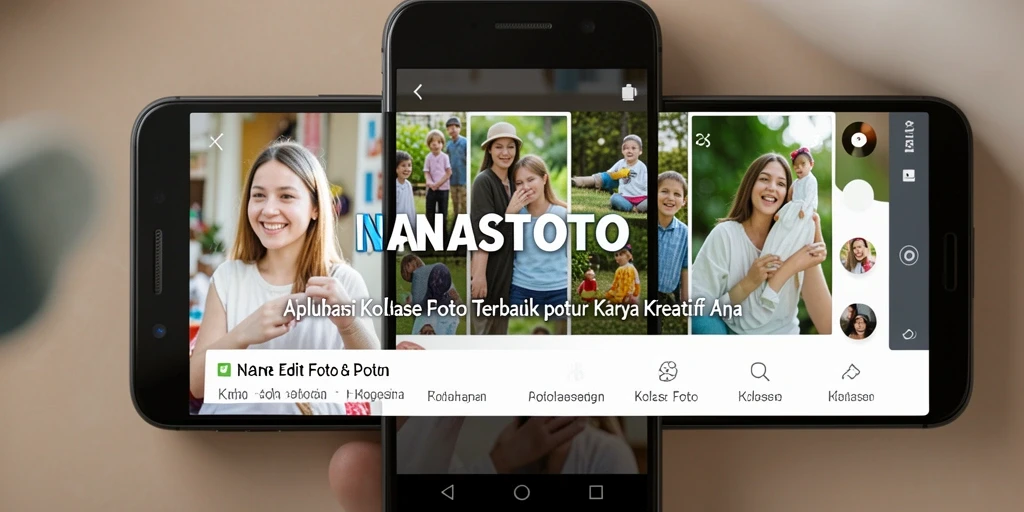 Tampilan antarmuka NANASTOTO yang menarik untuk kolase foto.