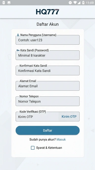 Cara Mudah Registrasi Akun hq777 untuk Android